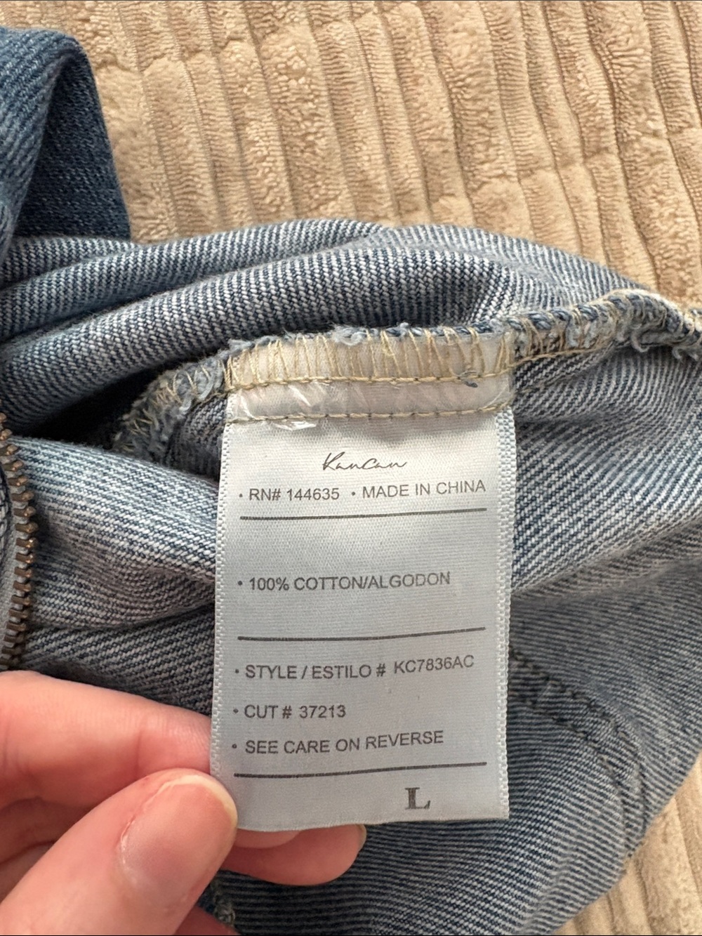 KanCan Light Blue Acid Wash Denim Jacket - Picture 3 of 4